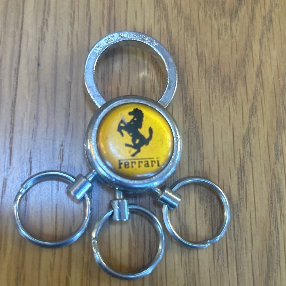 Ferrari Yellow and Silver Keychain works but shows wear